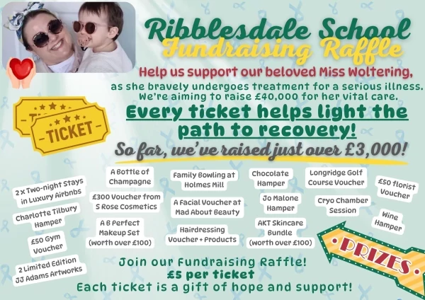 Ribblesdale School Raffle for Miss Woltering promotional image